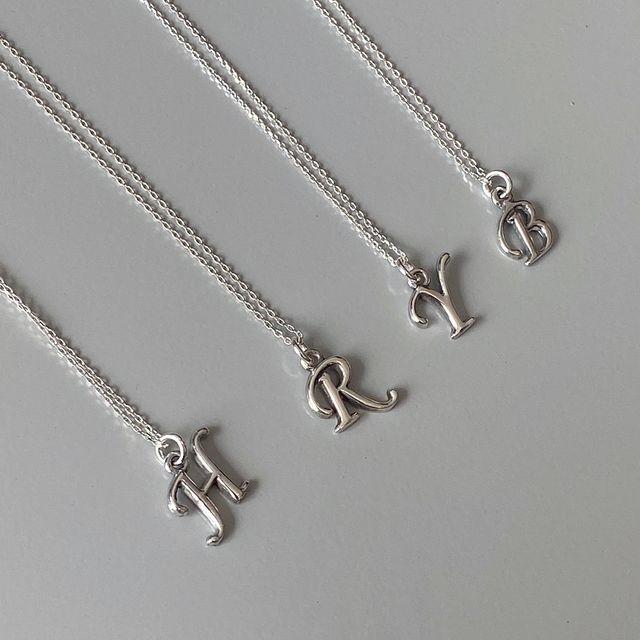 (925silver) Antique initial necklace (A~Z)