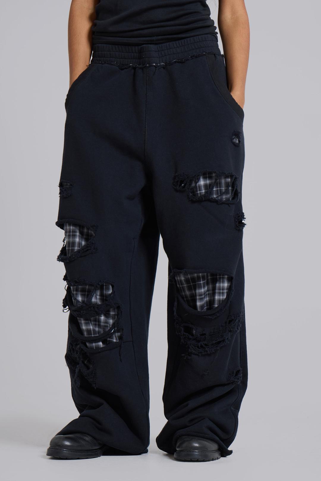 Check Layered Monster Joggers - XXS / Black