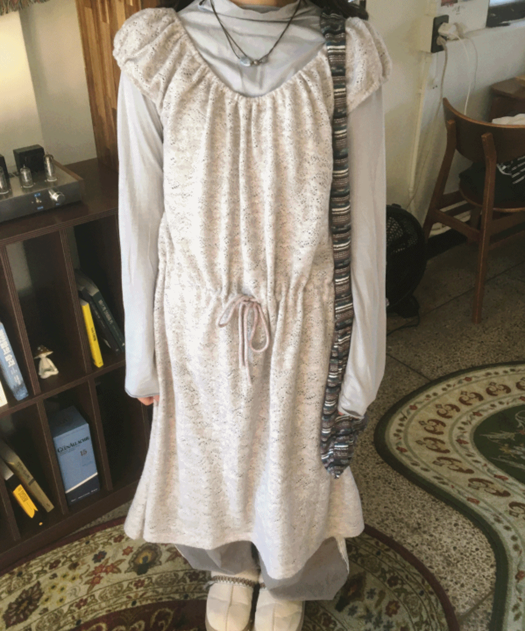 누마오치 베스킨 레이어드 레이스 롱 원피스 2color [레이어드원피스/기모원피스/하객룩원피스/연말룩]