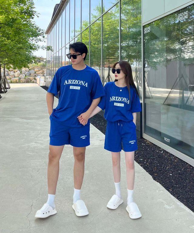 *최저가[세트가격/2사이즈] 5컬러 남녀공용 애리조나 반팔티 반바지 트레이닝 세트 셋업 여름 쿨소재 반팔 커플룩 시밀러룩 꾸안꾸 캠핑룩 여행 휴가룩