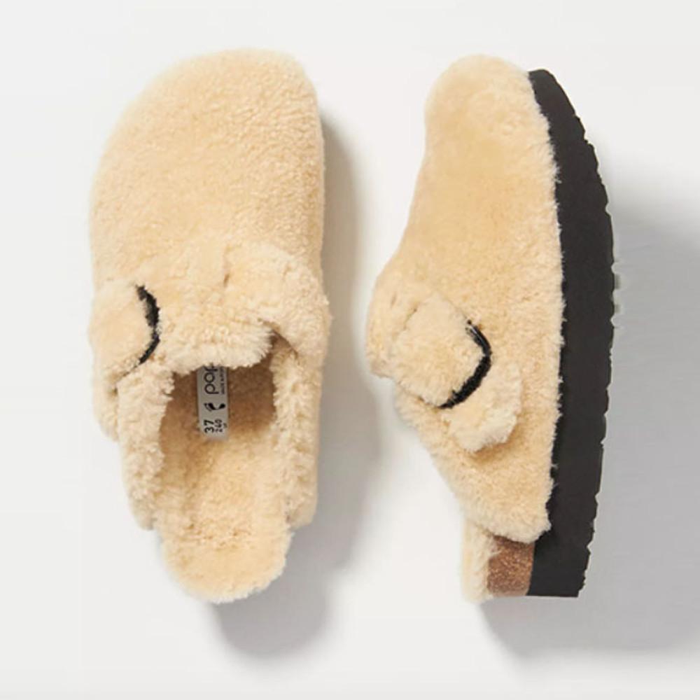 버켄스탁 보스톤 빅버클 테디 털 슬리퍼