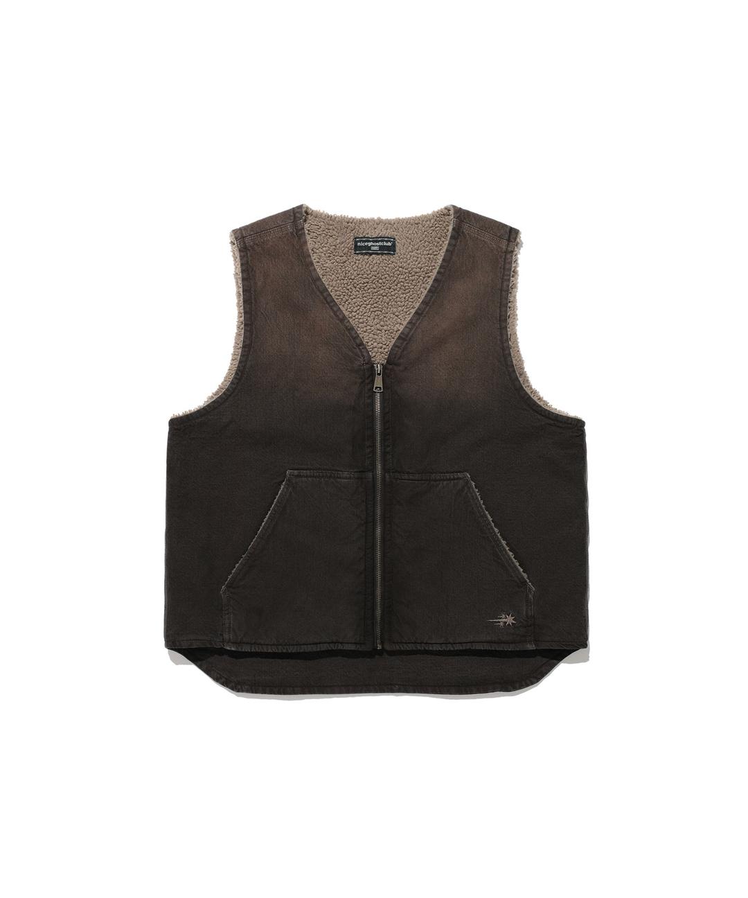 COTTON WASHED VEST[BROWN]