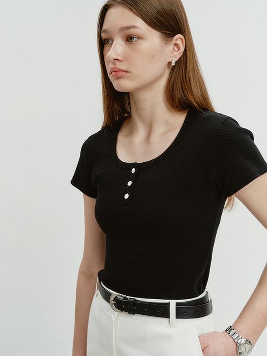 CLASSIC SCOOP NECK TOP BLACK_UDTS4B222BK
