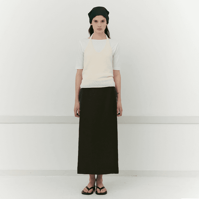 [2nd] Classic Satin Maxi Skirt_Brown