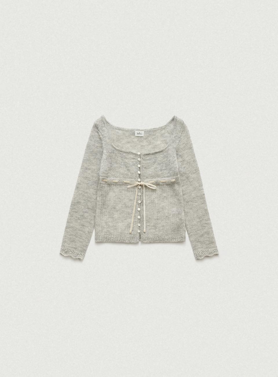 Velin Tie Mohair Knit Cardigan_Light Grey