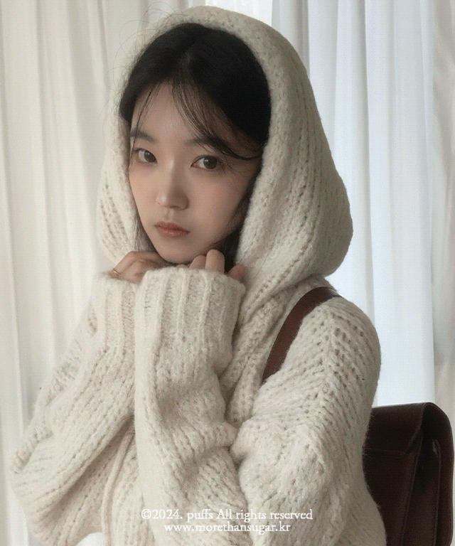 리즈 알파카 후드 니트 (3color)