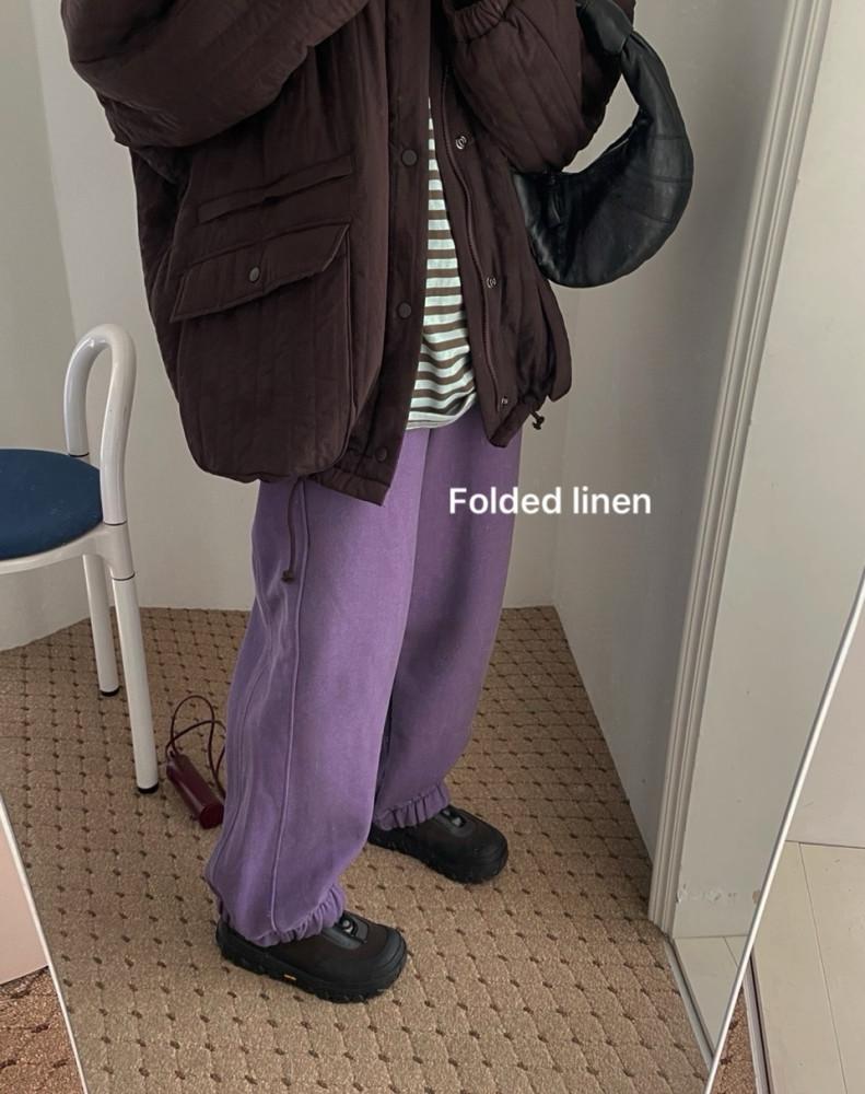 (당일)Basket 바스켓 와이드 조거 팬츠 밴딩 라인 와이드 기모 트레이닝 조거 팬츠(3color)