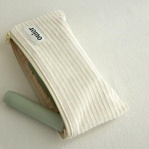 ouior flat pencil case - corduroy vanilla cream (topside zipper)
