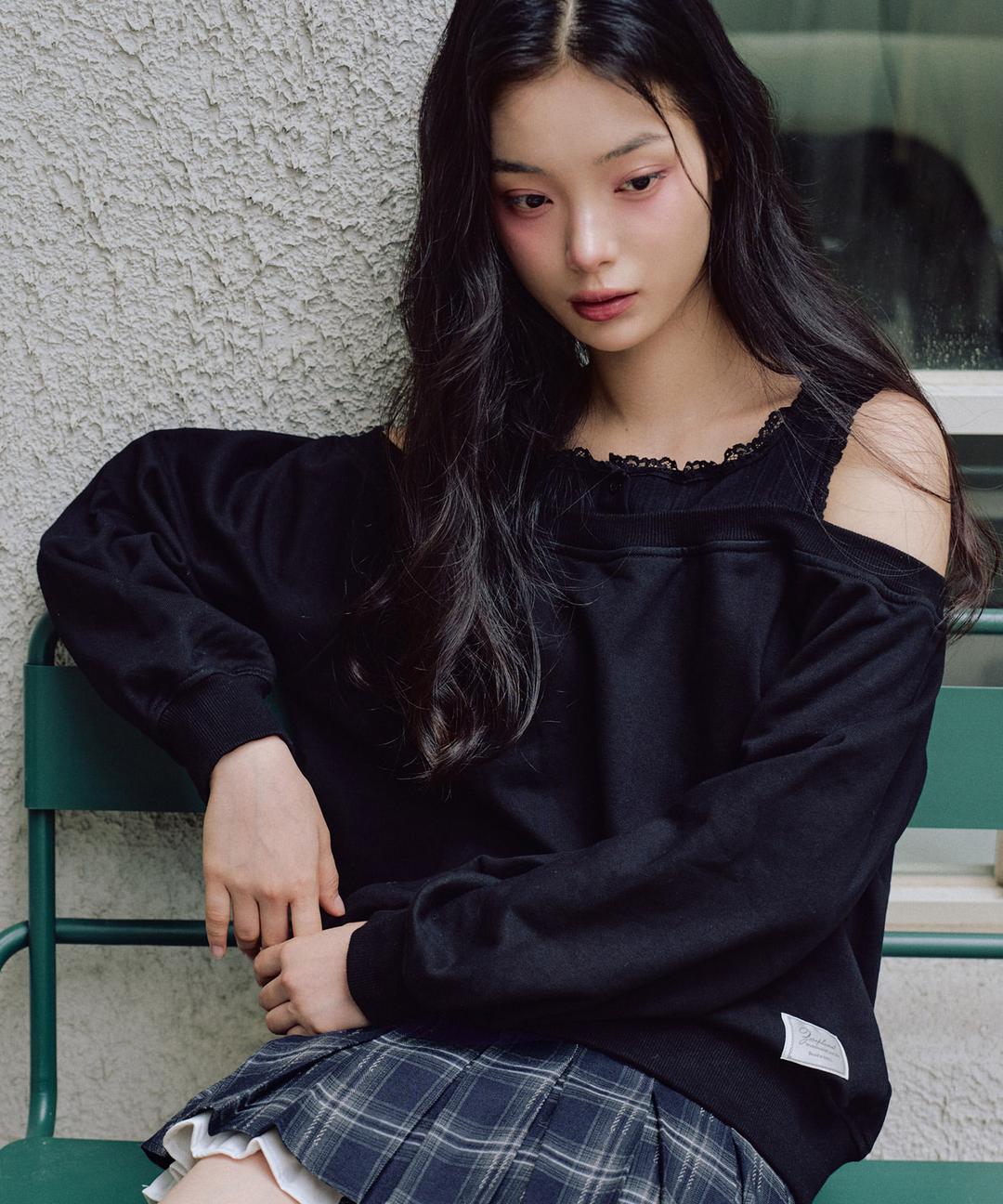 켈시 레이어드 스웻셔츠 [BLACK]