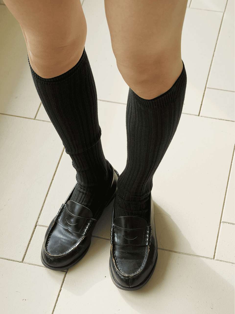 Organic cotton knee socks in black_오가닉 코튼 니삭스 블랙