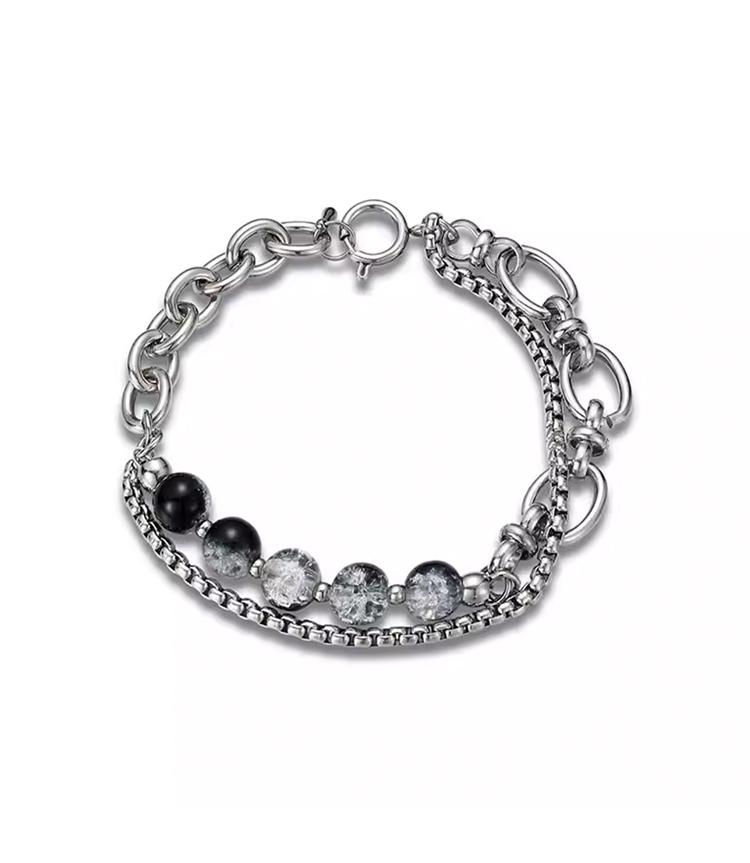 Onyx Black Surgical Chain Unisex Bracelet