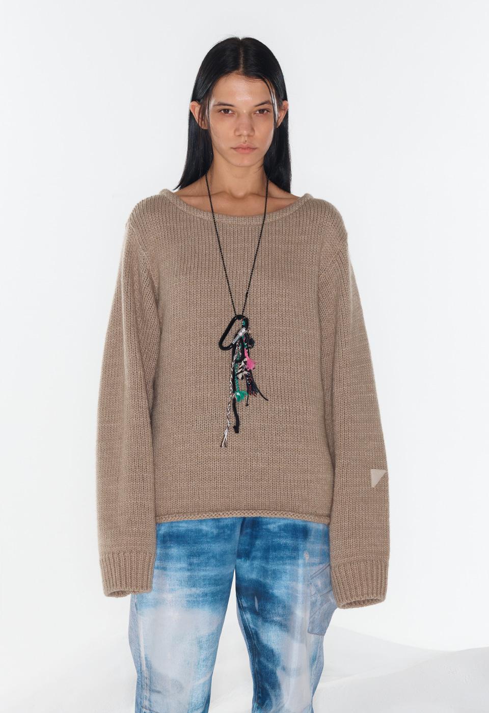 BOATNECK BASIC SWEATER, BEIGE