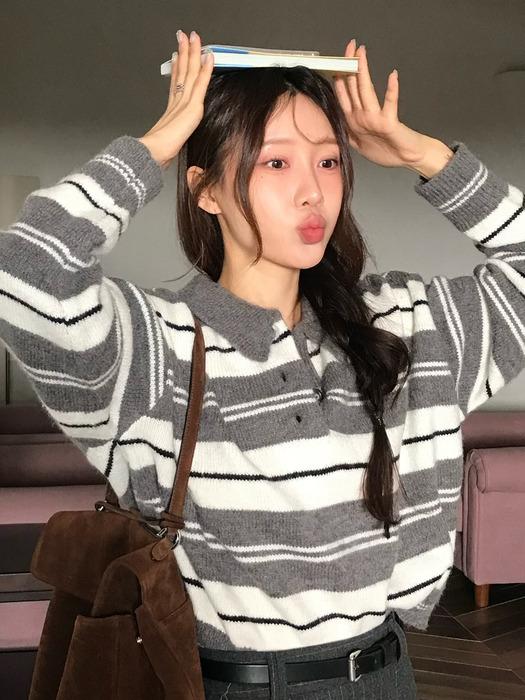 코지 스트라이프 카라니트 그레이 VW635