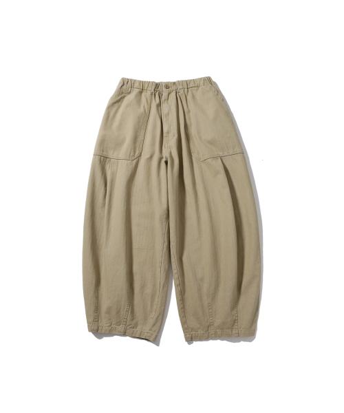 Herringbone Fatigue Balloon Pants - Beige