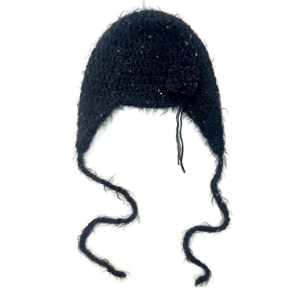 [SSESEB] Hairy Earflap Beanie-Black