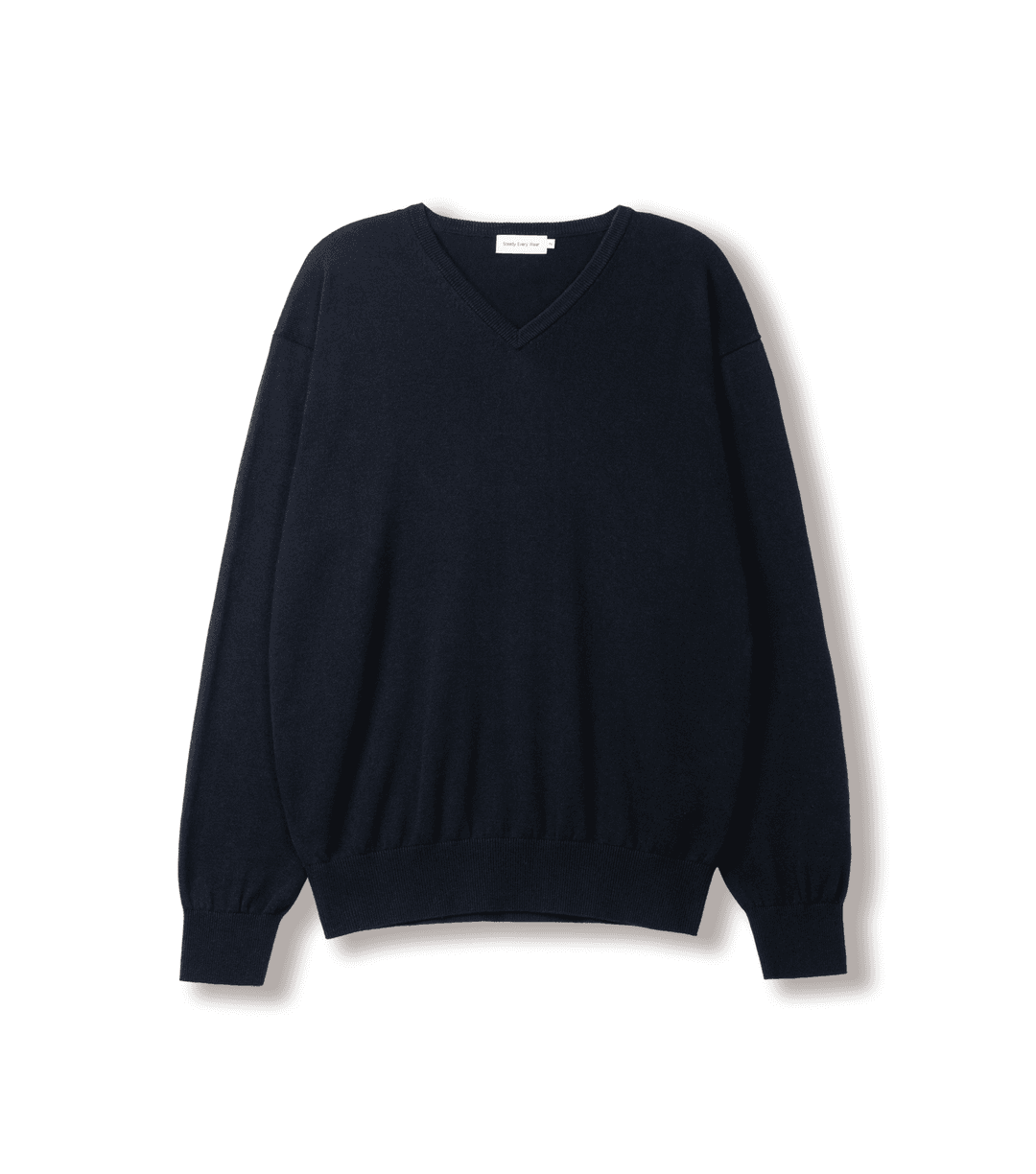 코튼 브이 넥 니트 (다크 네이비)