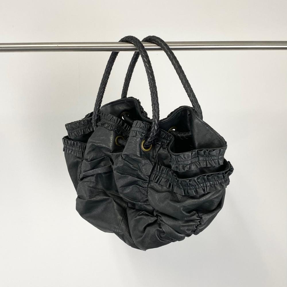 [중고] Vintage frill detail multi pocket leather tote bag