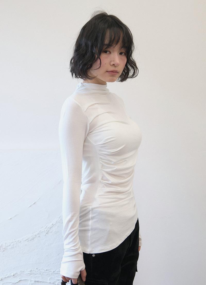 VEIL HIGH-NECK TEE / WHITE