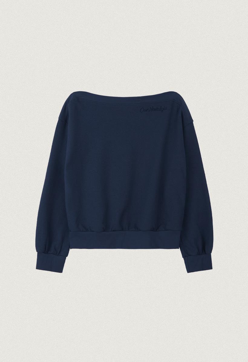 [11/7출고]Murmur off shoulder sweatshirt_Navy(O25-TP19)