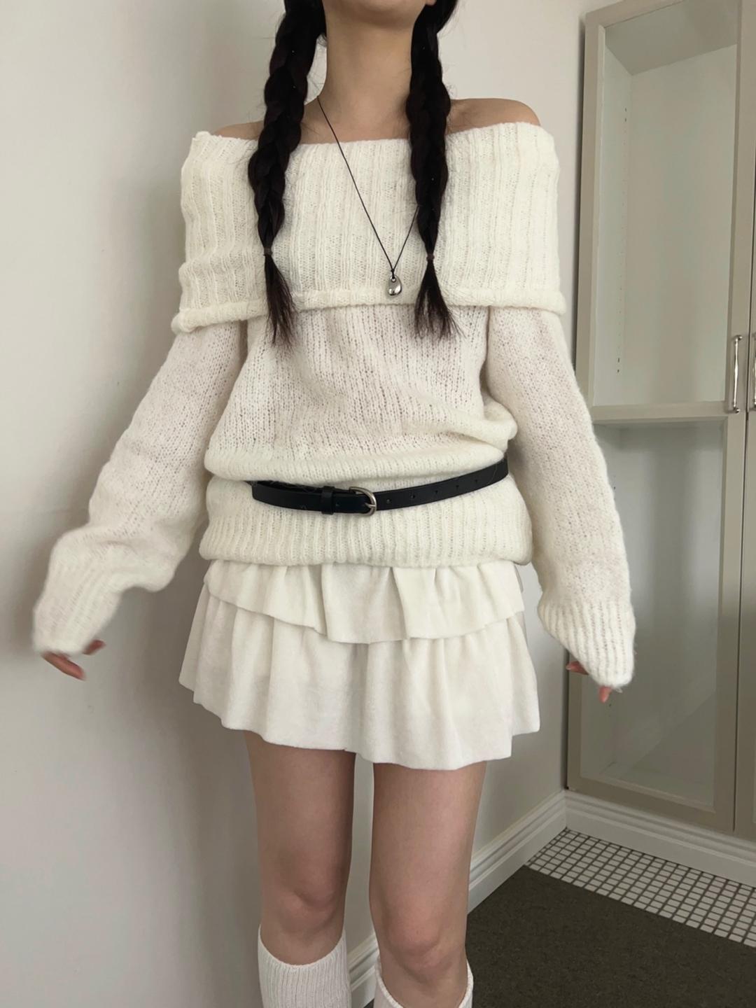 3WAY 울 알파카 오프숄더 니트 (4color)