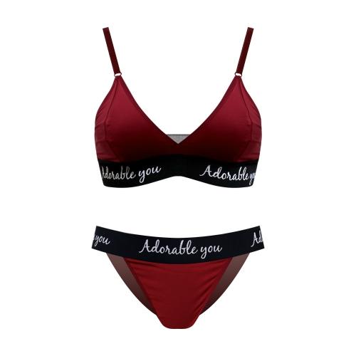 [AdorableYou] 시그니쳐 브라렛 세트- 버건디 (풀컵,팬티3종택1)