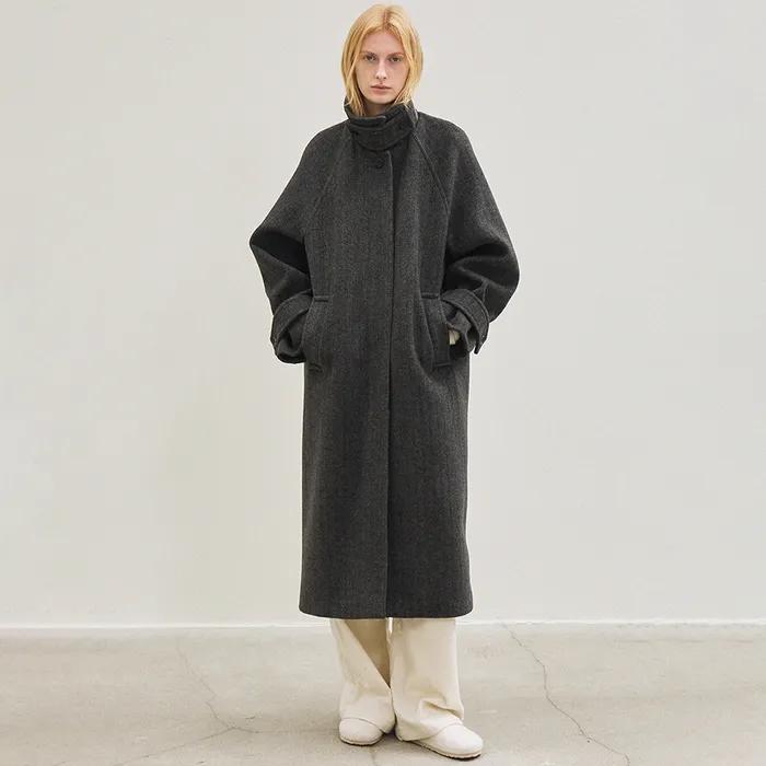 wool classic balmacaan coat (charcoal)
