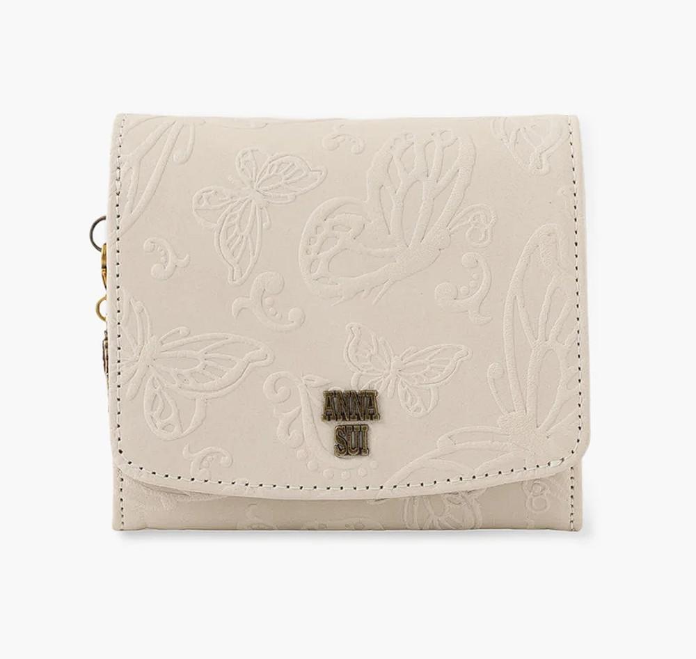 안나수이 ANNA SUI 버터플라이 댄스 BOX 2단접이식 지갑 아이보리