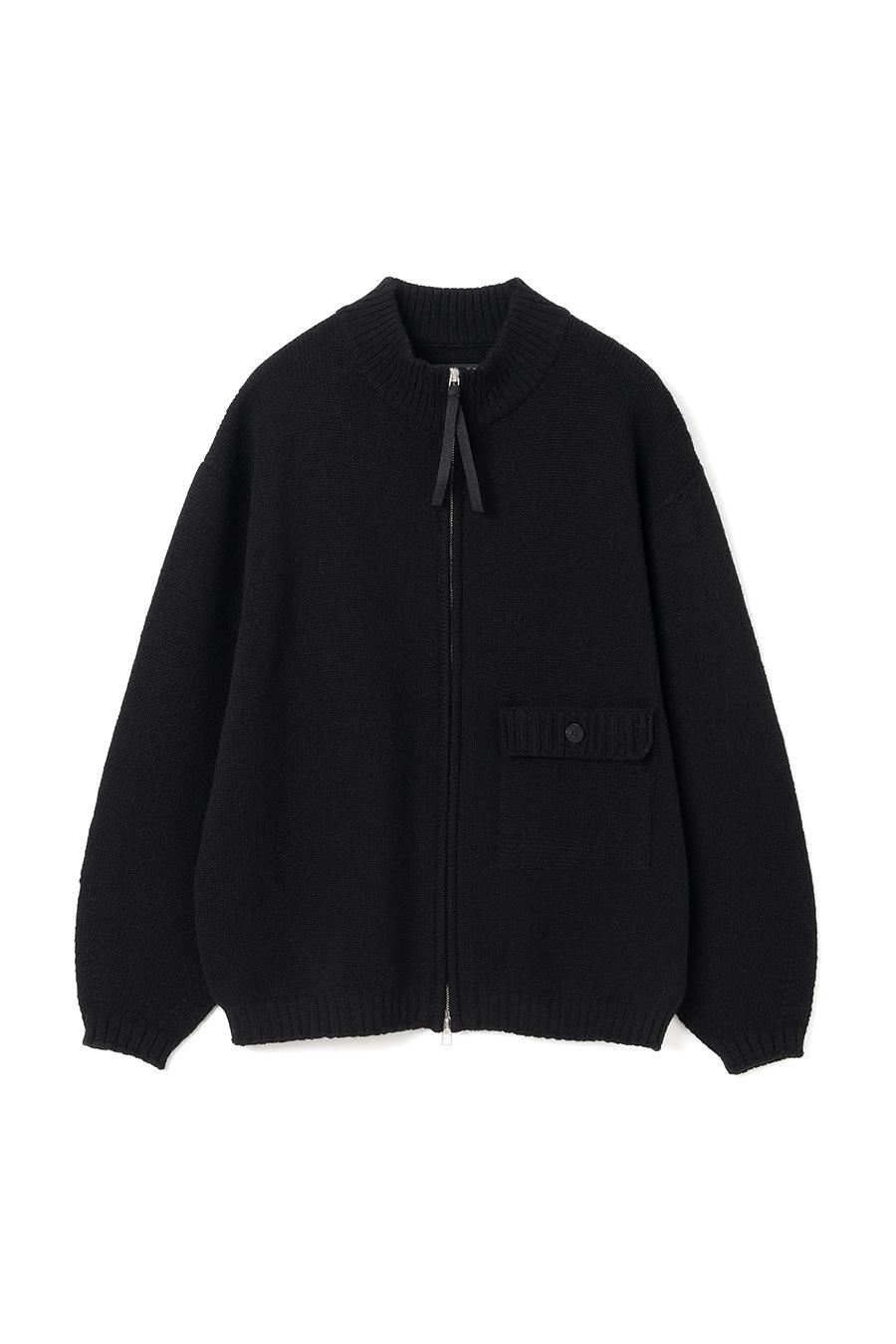 zip up wool cardigan black