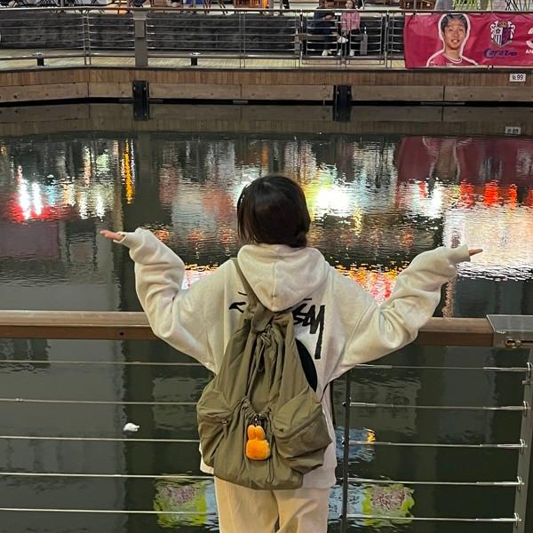 [ BAG ] GU soft nylon 100% Drawstring Backpack ( 미사용품 )