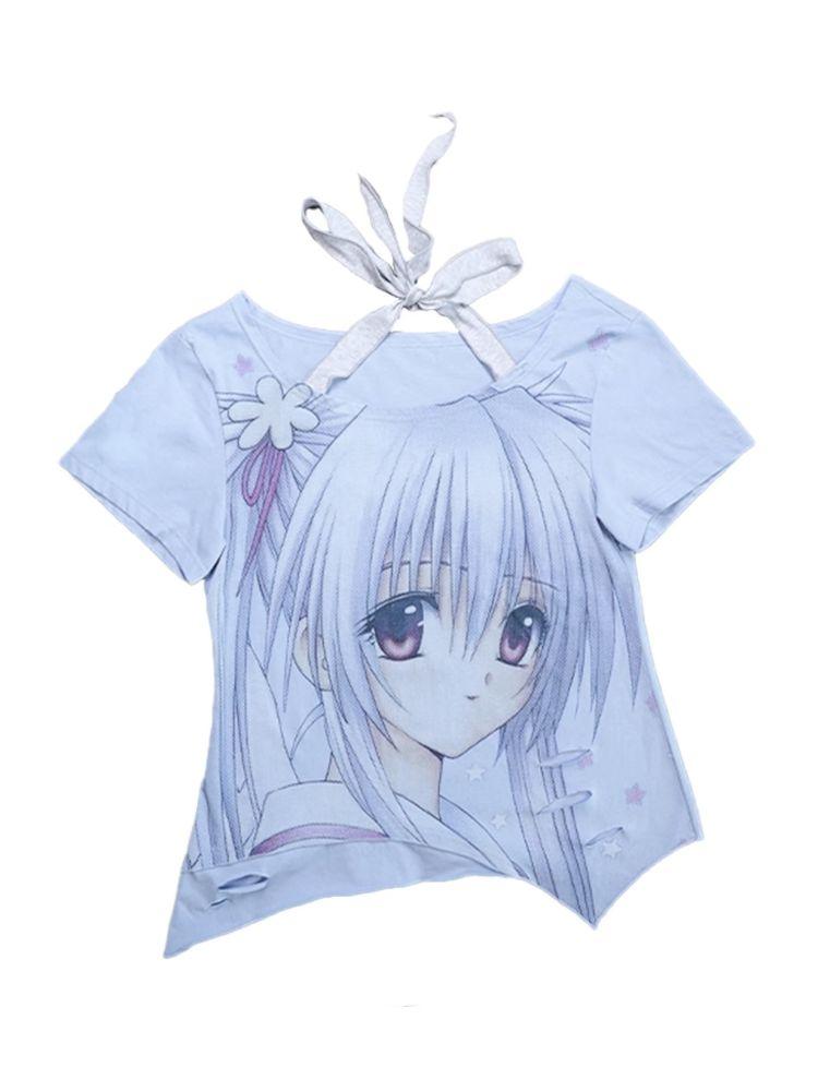 Fake two-piece hanging neck halter T-shirt【s0000012668】