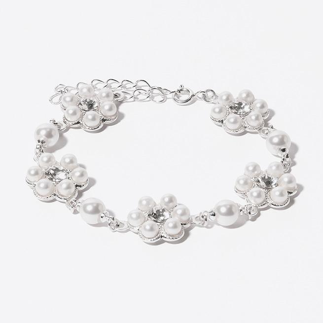 FLOWER + PEARL BRACELET (CRYSTAL)