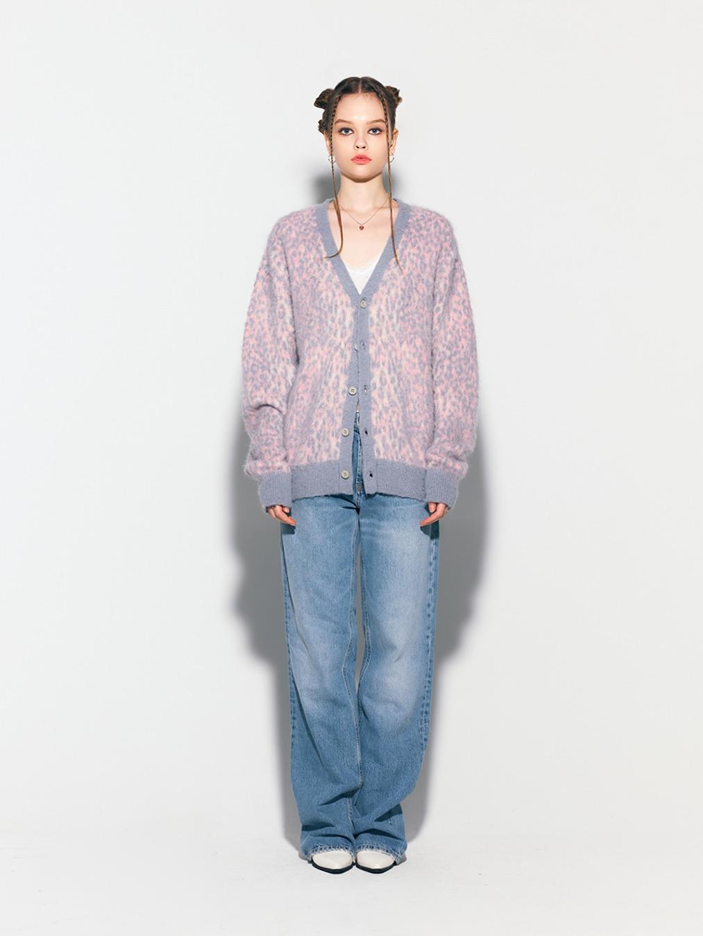 LEOPARD KNIT CARDIGAN PINK