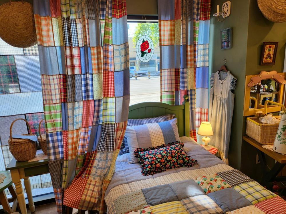 썸머 체크 패치 커튼 커텐 200x230 2장 사이즈별 주문 제작