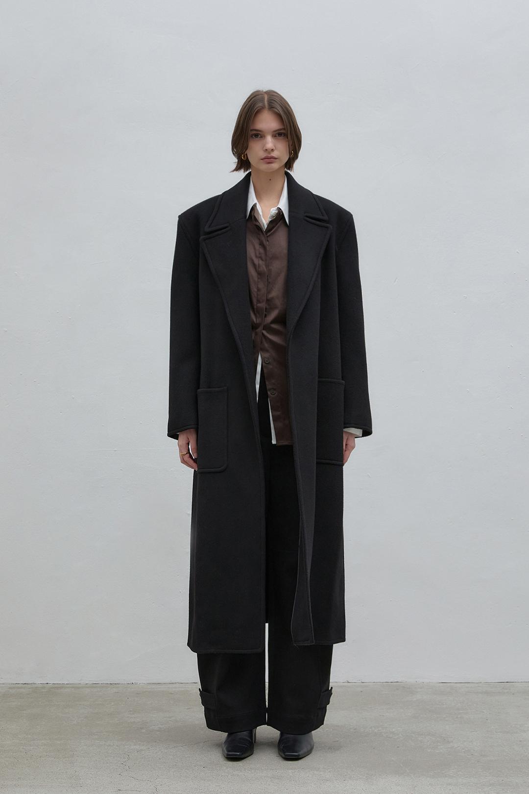 ON WOOL-CASHMERE HANDMADE LONG-COAT