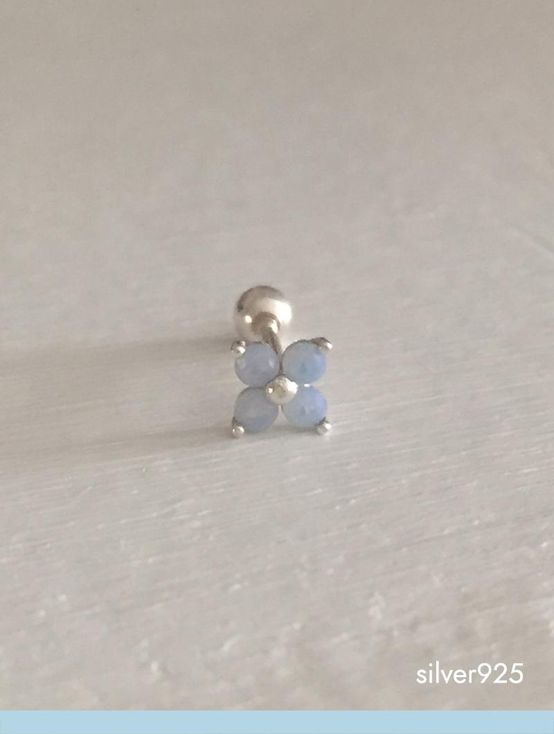 모앳 blue flower piercing (silver925)
