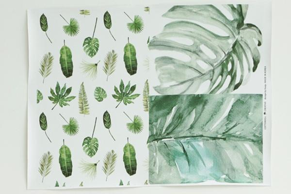 보타니컬 야자수잎사귀 인조가죽원단 소잉재료 파우치 여권지갑 케이스 소품만들기-보테니컬 리프