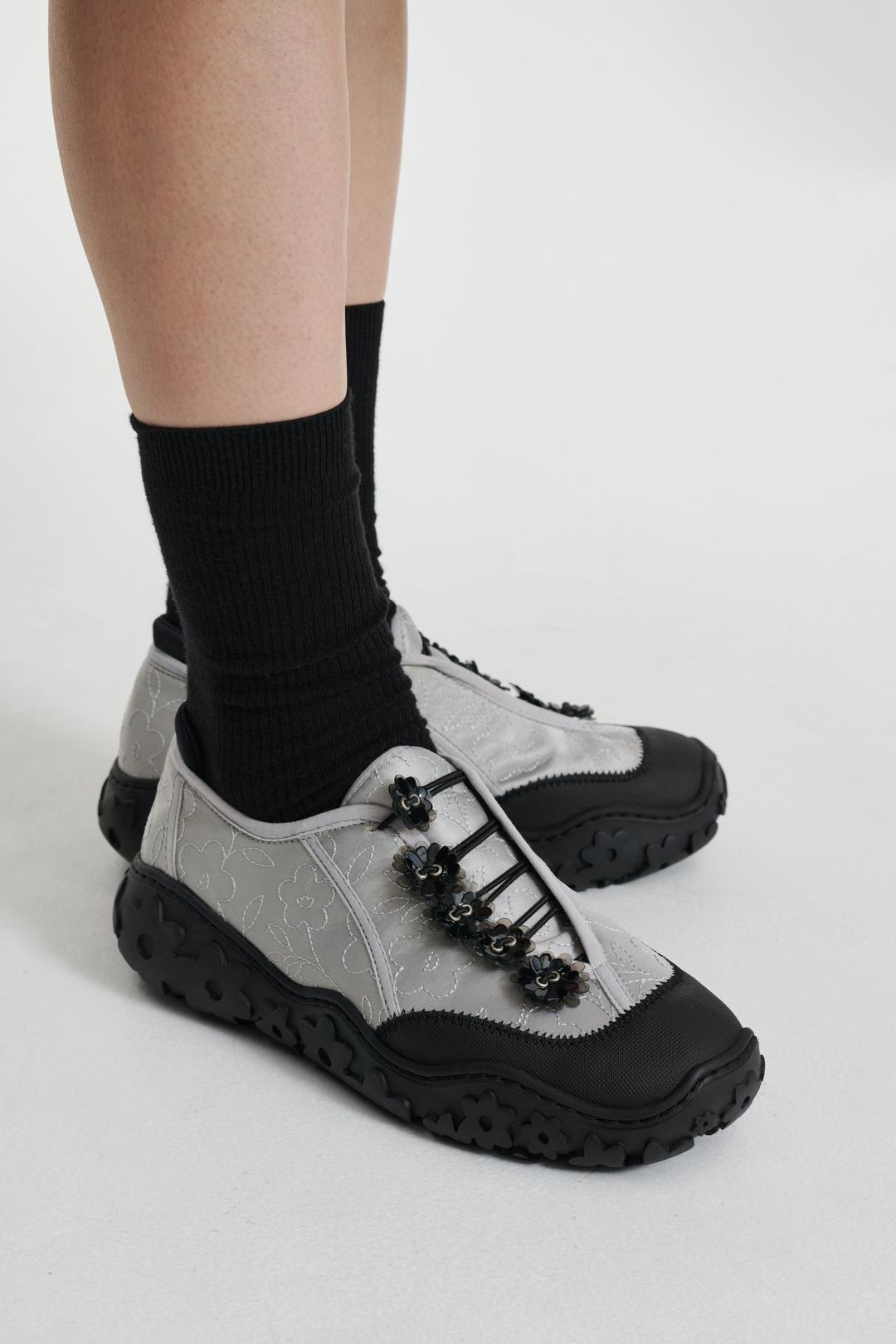 ALINA | SNEAKER EMBROIDERED SATIN GREY - EU36