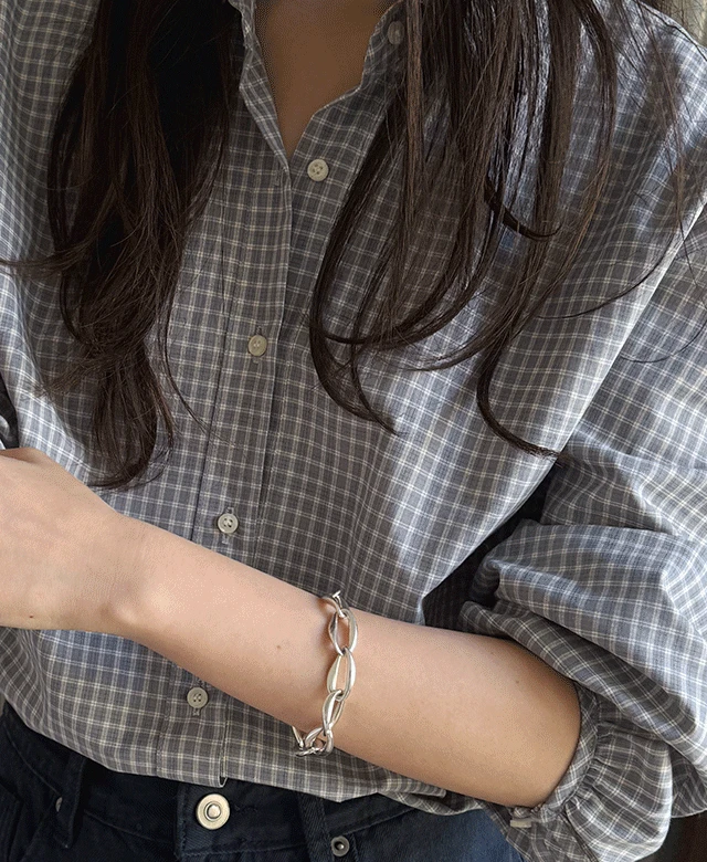 페코스 블루 체크 셔츠 (*5일 소요)