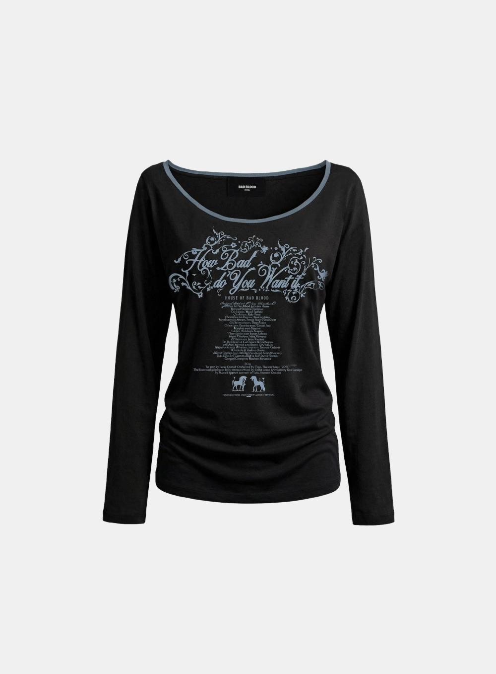 [5/8 발송] [w-tee26-129] Script Graphic Ringer Loose-Fit T-Shirt - Black