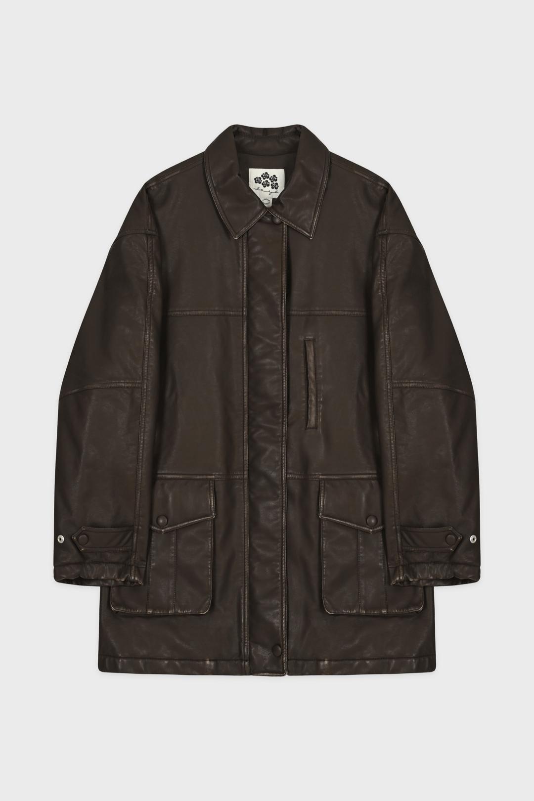 Washing Leather Half Jacket (Brown)