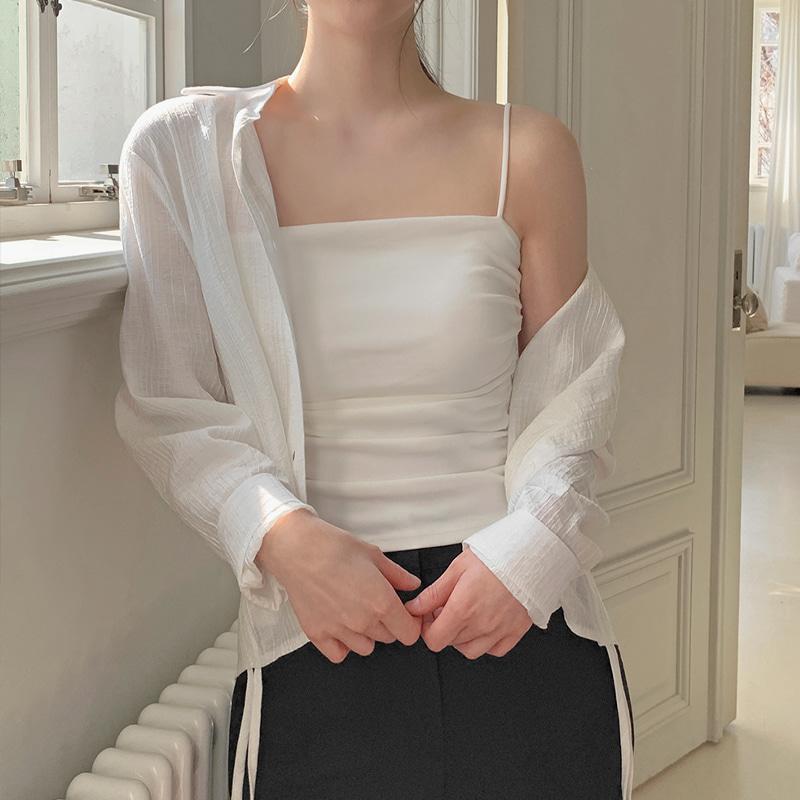 [셔링캡나시] 오늘출발 #MADE [tts0617] 델르 셔링 스트랩 캡 슬리브리스(셔링나시,캡나시,스트랩나시,끈나시,민소매나시,이너나시,사계절나시)