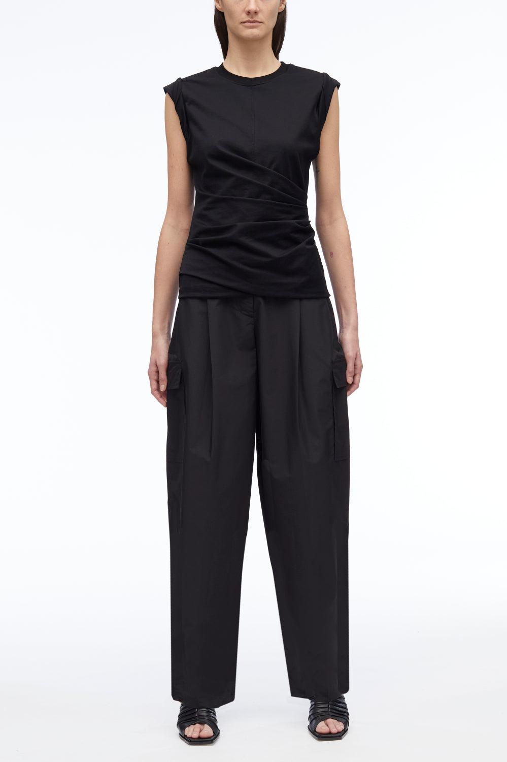 Rolled Sleeve Draped Jersey Tank