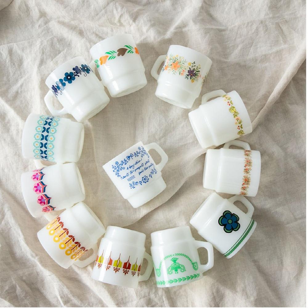 시라쿠스 우유컵 빈티지컵 레트로 유리잔 손잡이 내열유리