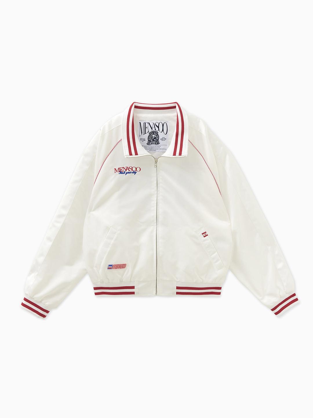 Menasoo Hearttrack Nylon Baseball Jumper_White