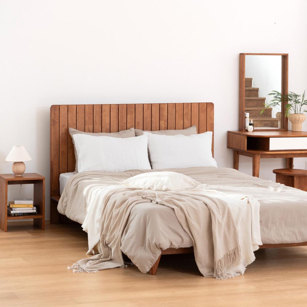 브라우니 B형 평상형 LED+USB 원목 침대 프레임 SS/Q/K/LK