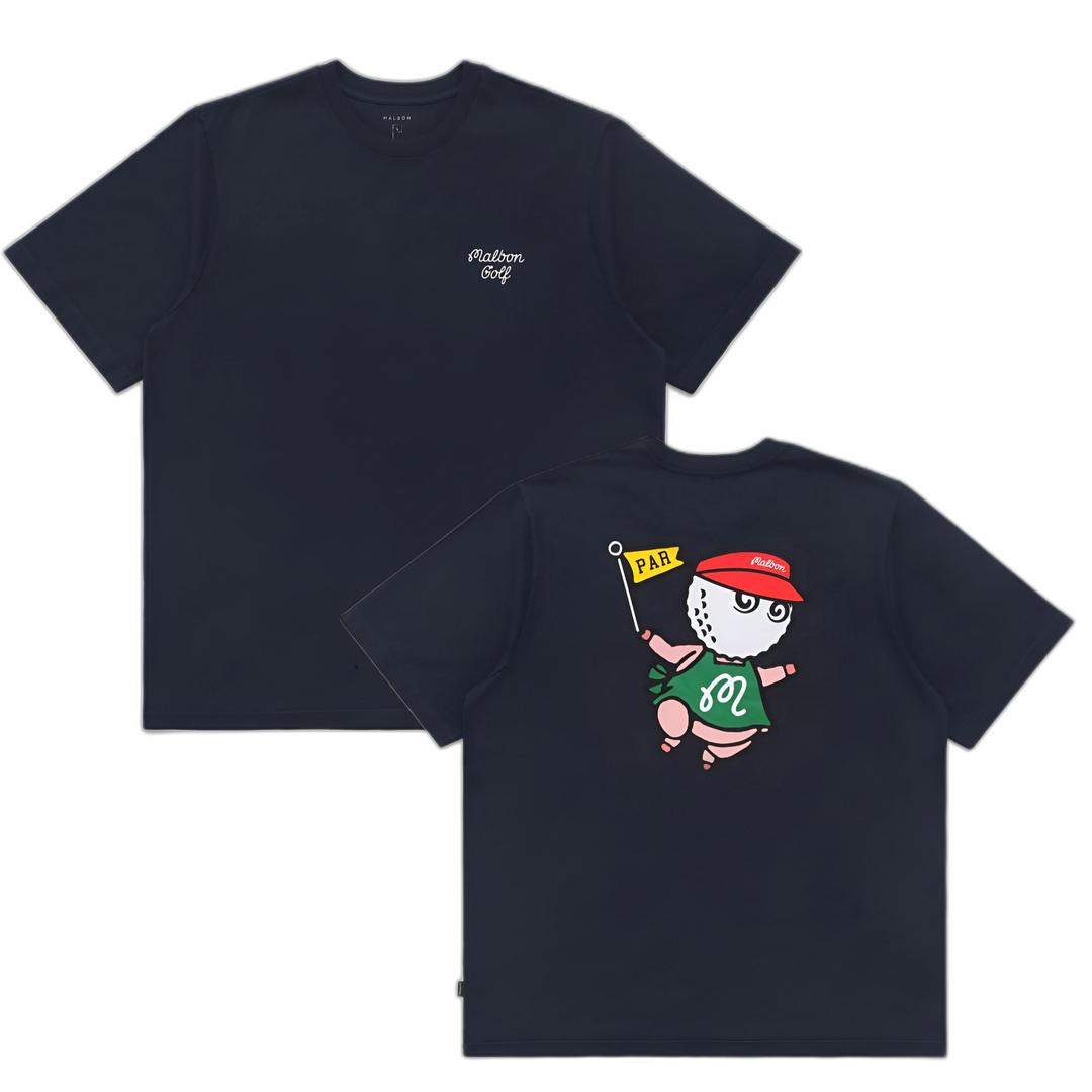 말본 골프 반팔 피기 버킷 로고 티 셔츠 네이비