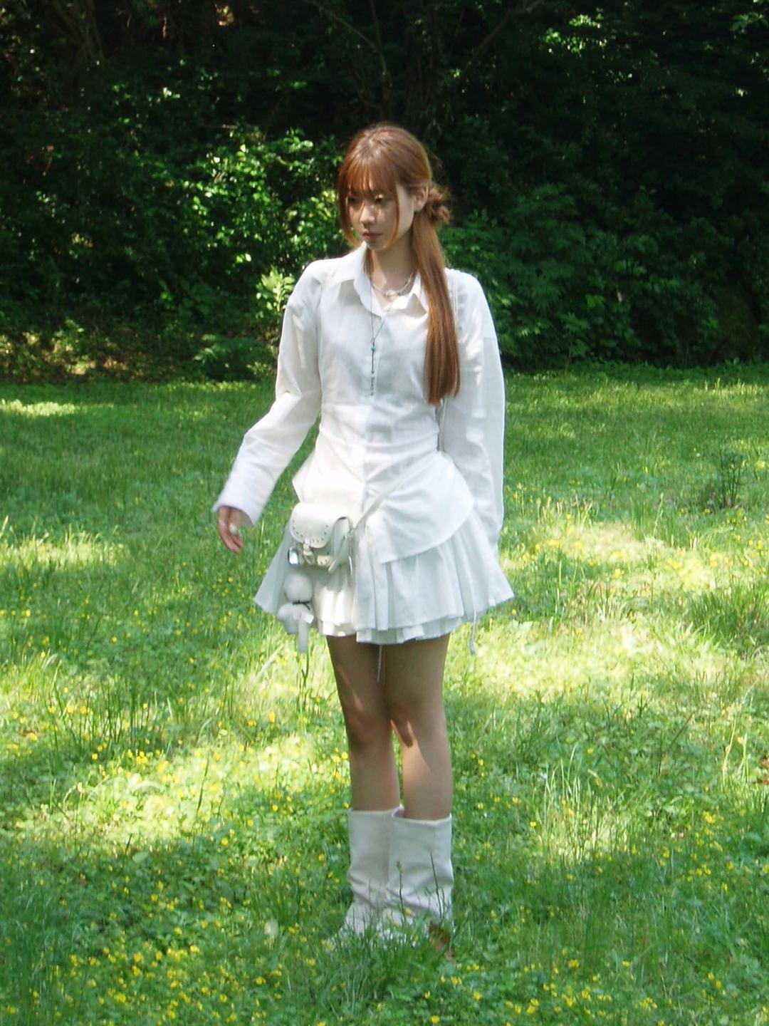 [2차] 사이드 스트링 2단 프릴 숏 스커트 (ivory)