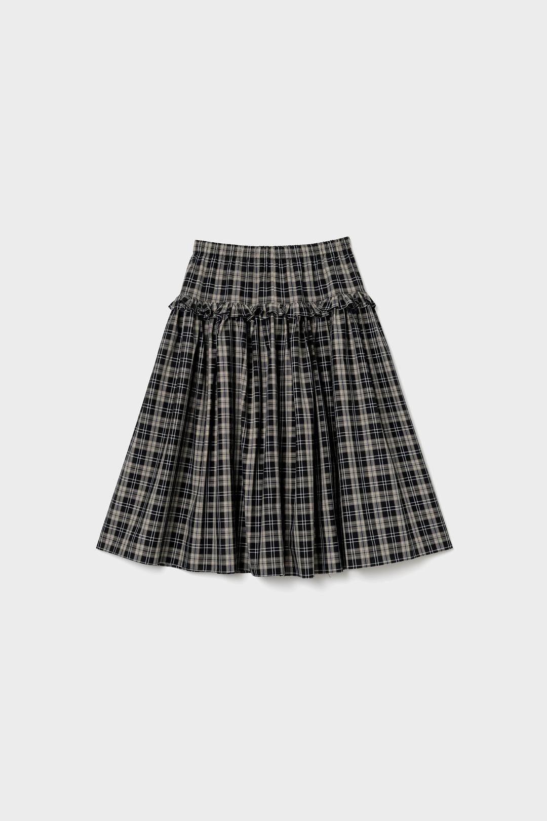 YOKE FRILL SKIRT (BLACK)