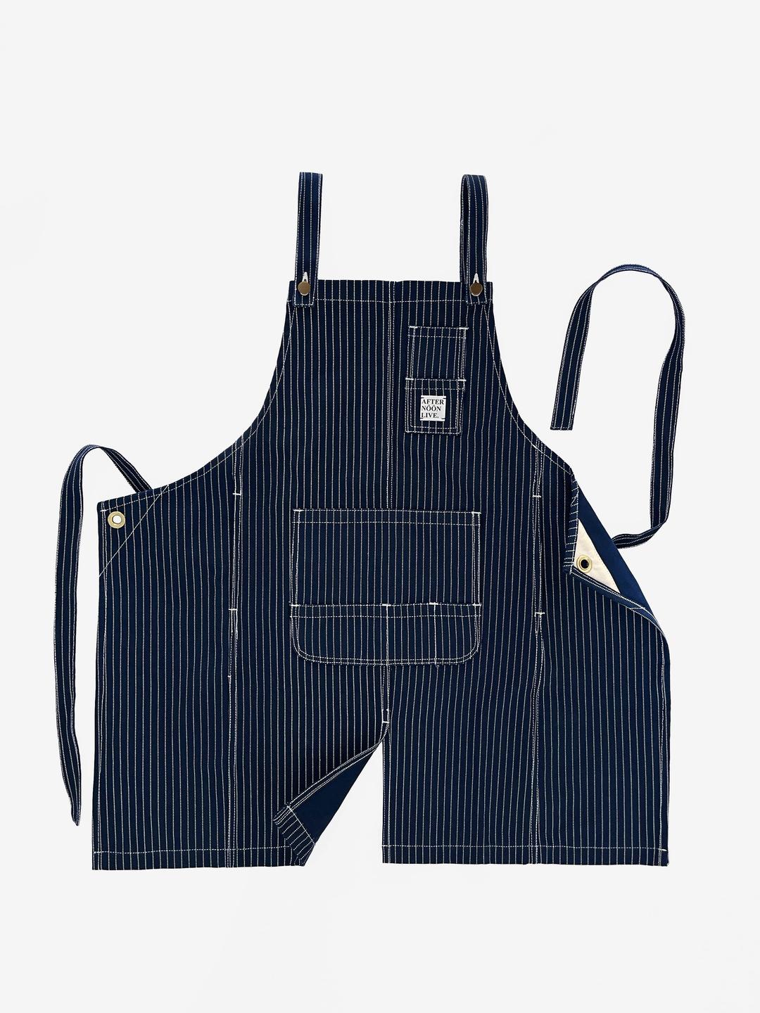 Classic Apron (Navy/White Stripe)
