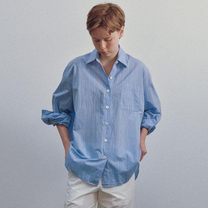 Timon striped cotton shirt (Blue stripe)